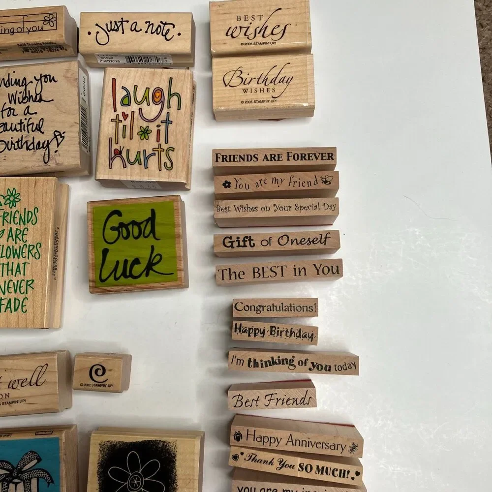 HUGE Lot Of Over 60 Miscellaneous Wooden Rubber Stamps Assorted